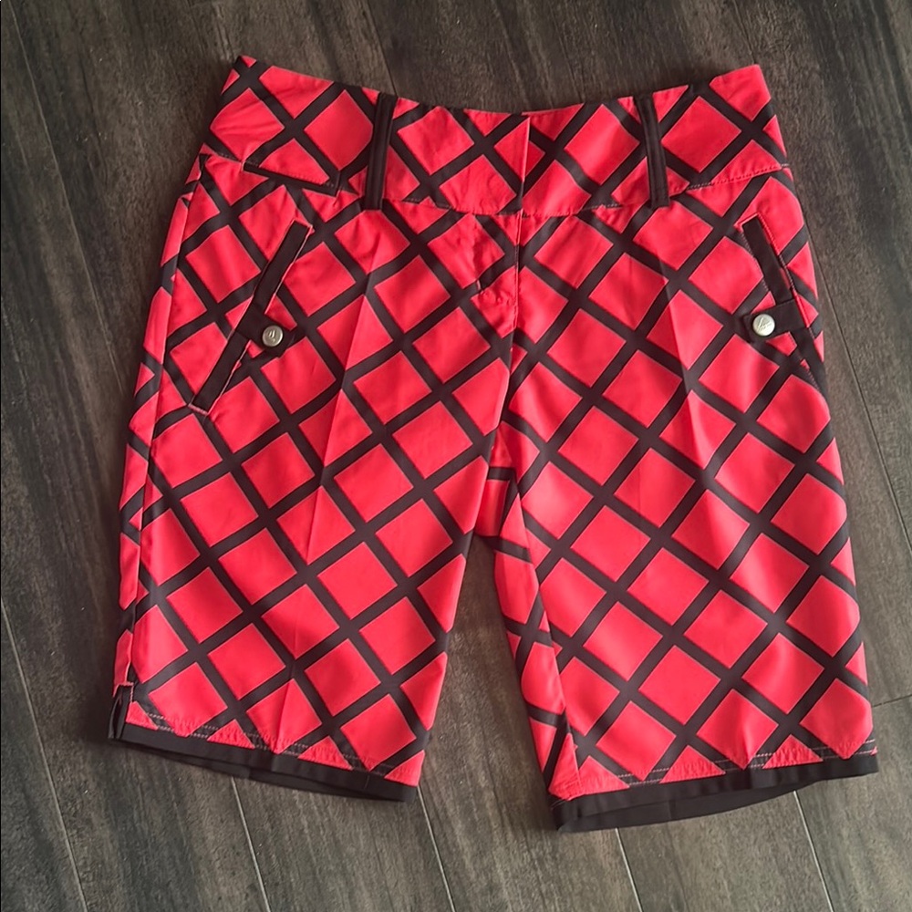 Adidas Climalite Pink and Black Geometric Golf Type Shorts
